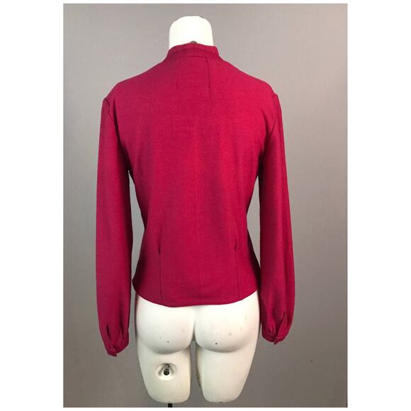 Vintage 1960s Pink Fuchsia Wool Felt Sweater / Women’s Small - Picture 4 of 4
